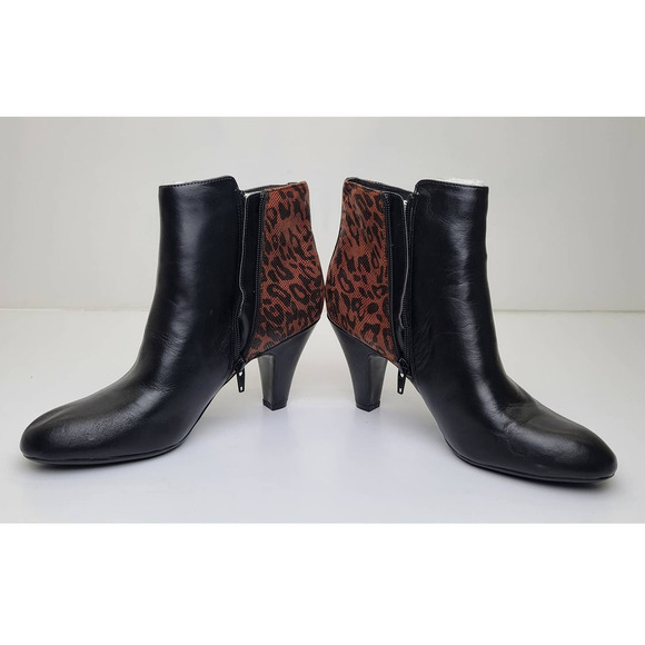 Naturalizer Lilly Leather Ankle Boots Black Cheetah MSRP $149 Women's 9M - Picture 3 of 8
